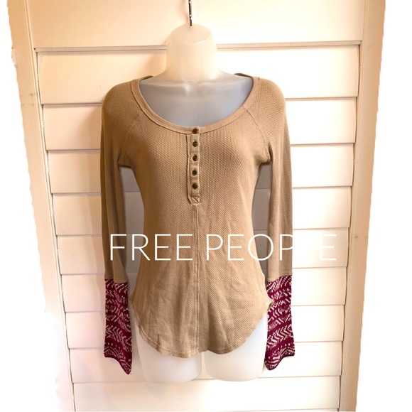Free People Tops - Free People long sleeve thermal with knitted long cuffs